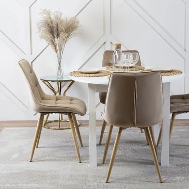 Стілець оксамитовий MEBEL ELITE RODRI Velvet Бежевий / Натуральний фотографія