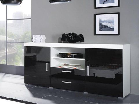 Комод SAMBA Cama 164/45 Білий Мат / Чорний Глянець фотографія