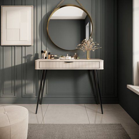 Стіл туалетний Perfect Home Ланте / Lante 1S/100 з 1 шухлядою і чорними ніжками Беж фотографія