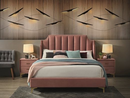Ліжко MONAKO Velvet Signal 160х200 Рожевий фотографія