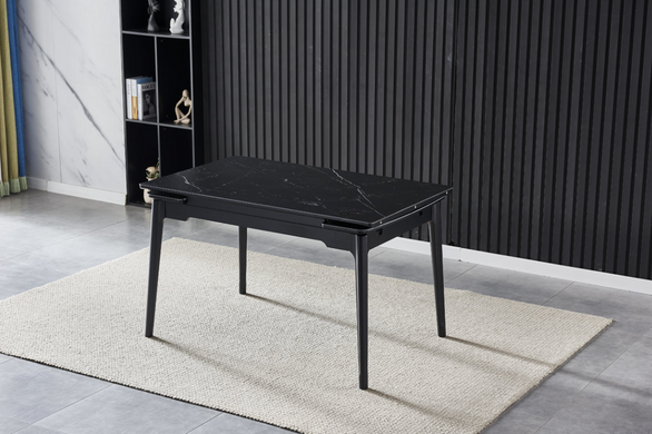 Стол раскладной BONN CERAMIC Intarsio 130(180)x80 Черный Мат Керамика Черный фотография
