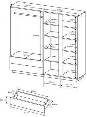 Шкаф для одежды Perfect Home Арко / Arco 4-дверный с зеркалом 4D2S/220 Белый глянец/дуб грандсон фотография