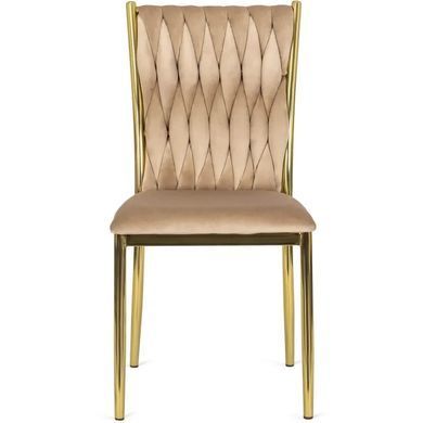 Стул бархатный MEBEL ELITE DAN Velvet Бежевый / Золотой фотография