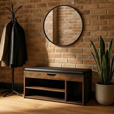 Тумба для взуття MEBEL ELITE ALEC 100 см рустикальний дуб/чорний фотографія