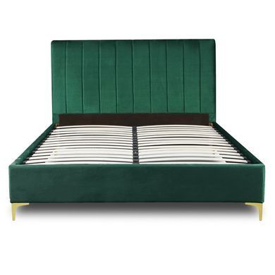 Кровать двуспальная бархатная MEBEL ELITE MARCELO Velvet 160x200 см Зеленый фотография
