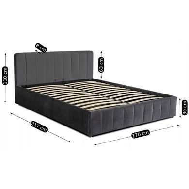 Кровать двуспальная бархатная MEBEL ELITE CROS Velvet 160x200 см Серый фотография