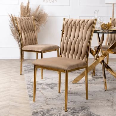 Стул бархатный MEBEL ELITE DAN Velvet Бежевый / Золотой фотография