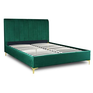 Кровать двуспальная бархатная MEBEL ELITE MARCELO Velvet 160x200 см Зеленый фотография