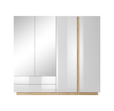 Шкаф для одежды Perfect Home Арко / Arco 4-дверный с зеркалом 4D2S/220 Белый глянец/дуб грандсон фотография