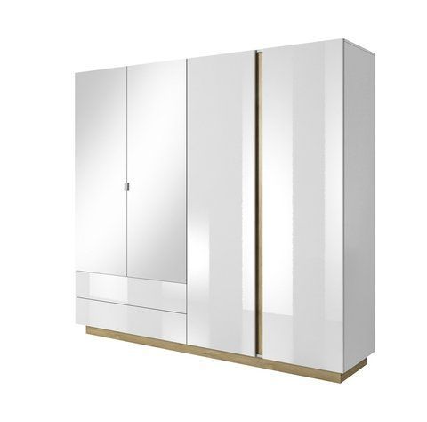Шафа для одягу Perfect Home Арко / Arco 4-дверна з дзеркалом 4D2S/220 Білий глянець/дуб грандсон фотографія