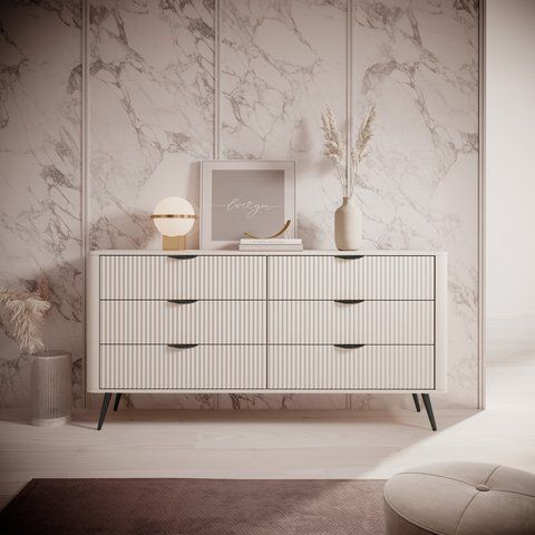 Комод Perfect Home Ланте/Lante с 6 ящиками и черными ножками 6S/163 Беж фотография