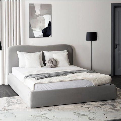 Ліжко двоспальне MEBEL ELITE BRISTOL 160x200 см Сірий фотографія