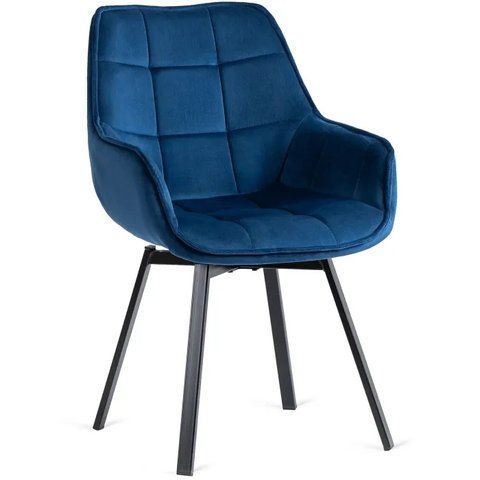 Стул поворотный бархатный MEBEL ELITE LUNA Velvet Темно-синий фотография