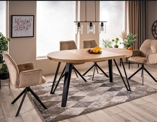 Стіл Розкладний Круглий GALAXY Signal 100(168)X100 Дуб Артизан / Чорний Мат фотографія