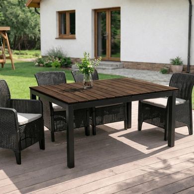 Стіл Розкладний обідній ARGOS MEBEL ELITE 140(180)х90 Горіх /чорний фотографія