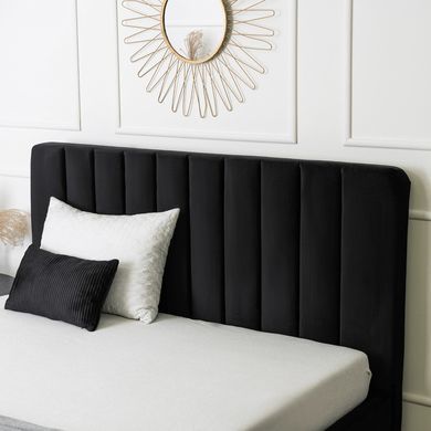 Ліжко двоспальне оксамитове 160x200 MEBEL ELITE MARI Velvet Чорний фотографія