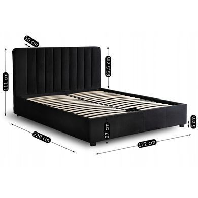 Ліжко двоспальне оксамитове 160x200 MEBEL ELITE MARI Velvet Чорний фотографія