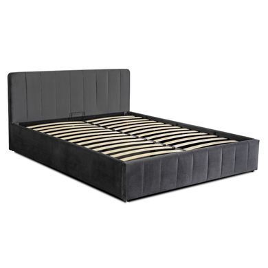 Кровать двуспальная бархатная MEBEL ELITE CHRISTIAN Velvet 160x200 см Серый фотография