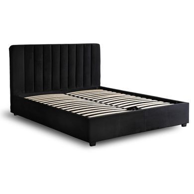Ліжко двоспальне оксамитове 160x200 MEBEL ELITE MARI Velvet Чорний фотографія