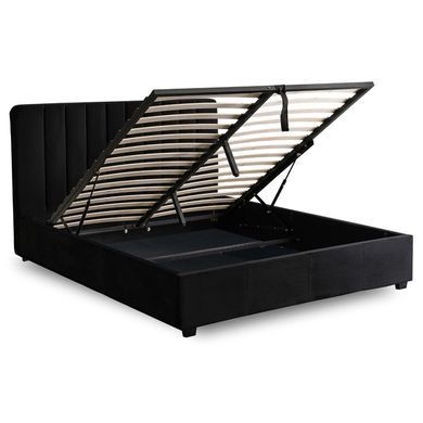 Ліжко двоспальне оксамитове 160x200 MEBEL ELITE MARI Velvet Чорний фотографія