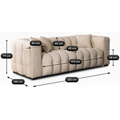 Софа MODERNO 3S MEBEL ELITE 235 см ткань Кремовый фотография