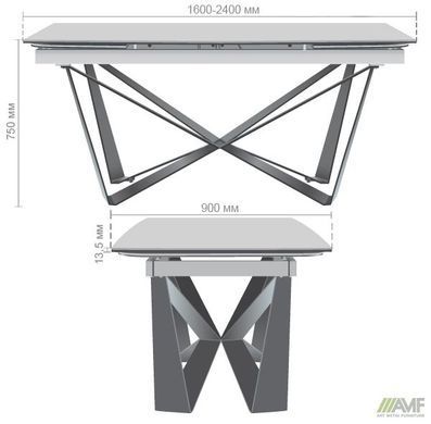 Стіл розкладний Vincent black AMF 160(240)X90 сeramics Calacatta nero фотографія