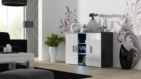 Комод SOHO S7 Cama 120 Чорний Мат / Білий Глянець фотографія