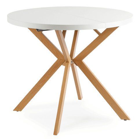 Стол раскладной круглый MEBEL ELITE DORIAN 80(160)х80 см Белый/дуб золотой фотография