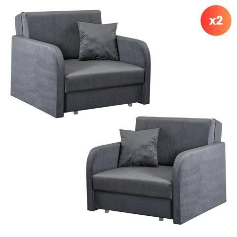 Набор из 2х раскладных кресел MEBEL ELITE VERO 97 см Серый/велюр фотография