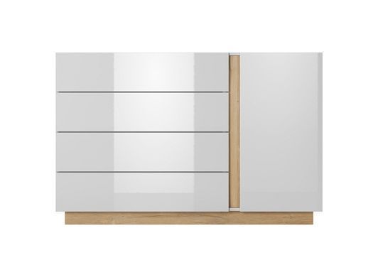 Комод Perfect Home Арко / Arco 1-дверний з 4 шухлядами 1D4S/138 Білий глянець/дуб грандсон фотографія