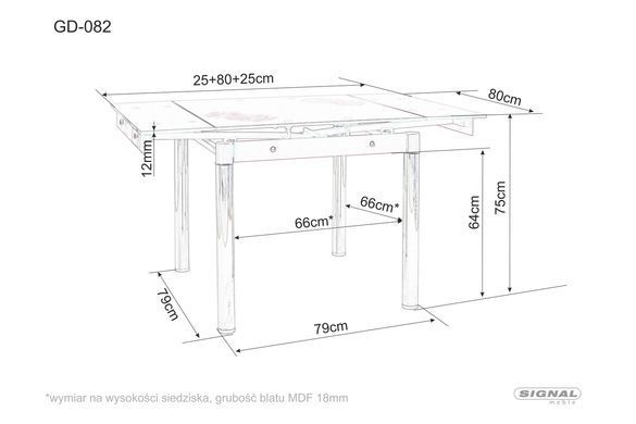 Стіл GD-082 Signal 80(131)x80 Білий Ефект Мармуру / Чорний мат фотографія