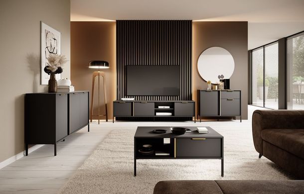 Тумба под телевизор Perfect Home Ларс/Lars 3-дверная 3D/203 Антрацит фотография