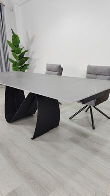 Стол раскладной JULIAN CERAMIC Intarsio 160(240)*90 серый мат/черный фотография