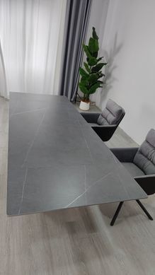 Стол раскладной JULIAN CERAMIC Intarsio 160(240)*90 серый мат/черный фотография