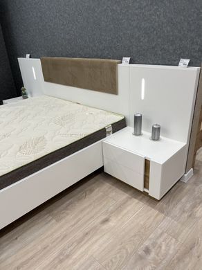 Тумби приліжкові з підсвіткою Perfect Home Арко / Arco з 4 шухлядами 2S/60 Білий глянець/дуб грандсон фотографія