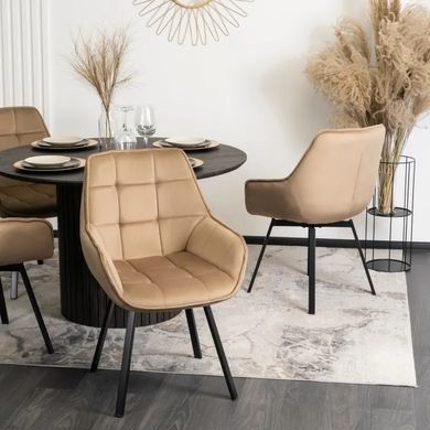 Стул поворотный бархатный MEBEL ELITE LUNA Velvet Бежевый фотография