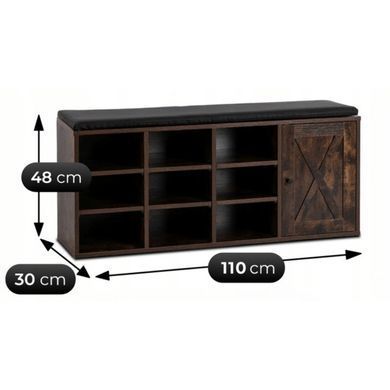 Тумба для обуви MEBEL ELITE ARYA 110 см рустикальный дуб/черный фотография