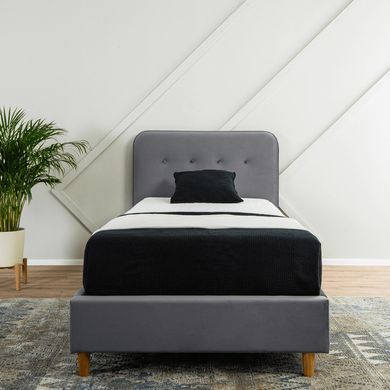 Ліжко оксамитове MEBEL ELITE DENNIS Velvet 90x200 Темно Сірий фотографія