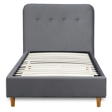 Ліжко оксамитове MEBEL ELITE DENNIS Velvet 90x200 Темно Сірий фотографія