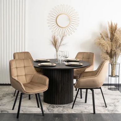 Стул поворотный бархатный MEBEL ELITE LUNA Velvet Бежевый фотография