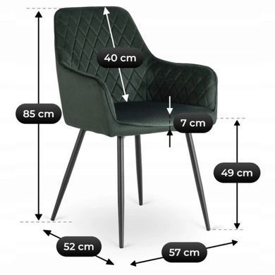 Стул бархатный MEBEL ELITE BRESSO Velvet Зеленый фотография