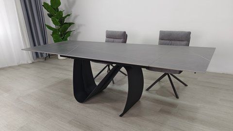 Стіл розкладний JULIAN CERAMIC Intarsio 160(240)*90 сірий мат/чорний фотографія