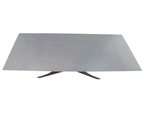 Стіл розкладний ROSARIO CERAMIC Intarsio 160(220)*90 сірий мат/чорний каркас фотографія