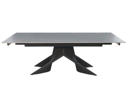 Стіл розкладний ROSARIO CERAMIC Intarsio 160(220)*90 сірий мат/чорний каркас фотографія