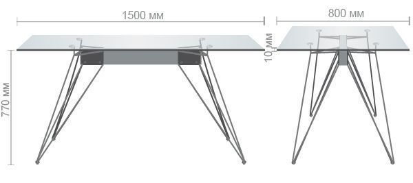 Стіл обідній Каттані AMF 150X80 Чорний /Скло Прозоре фотографія