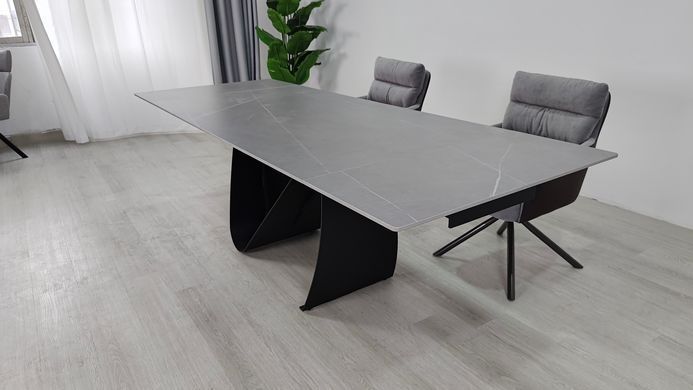 Стол раскладной JULIAN CERAMIC Intarsio 160(240)*90 серый мат/черный фотография