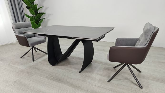 Стол раскладной JULIAN CERAMIC Intarsio 160(240)*90 серый мат/черный фотография