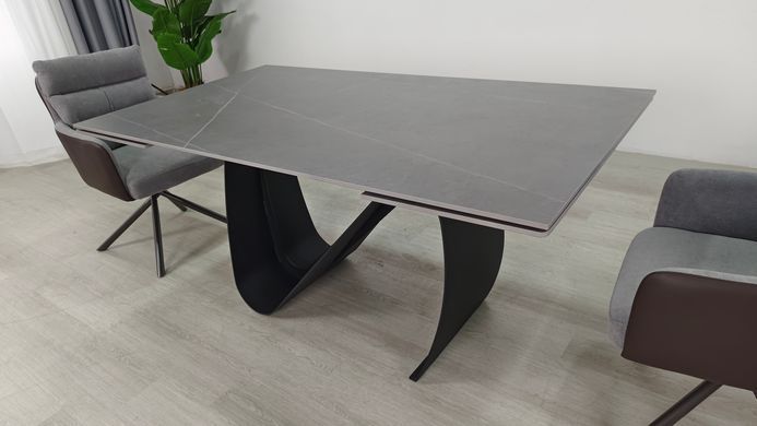 Стол раскладной JULIAN CERAMIC Intarsio 160(240)*90 серый мат/черный фотография