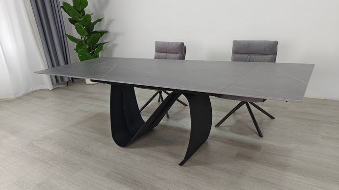 Стол раскладной JULIAN CERAMIC Intarsio 160(240)*90 серый мат/черный фотография