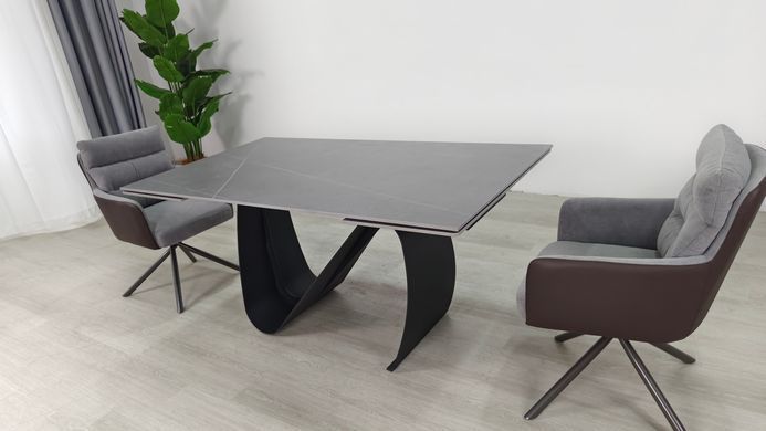 Стол раскладной JULIAN CERAMIC Intarsio 160(240)*90 серый мат/черный фотография
